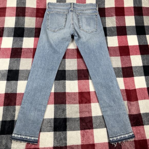 Rag & Bone Jeans Womens 25 Blue Dre Low Rise Skinny Leg Fray Hem Denim - Picture 9 of 11